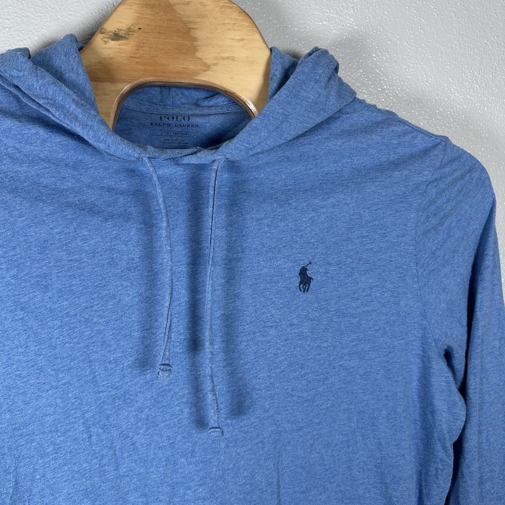 Polo Ralph Lauren Pullover Hoodie Shirt Mens Sz Large Blue Long Sleeve Pony Logo
